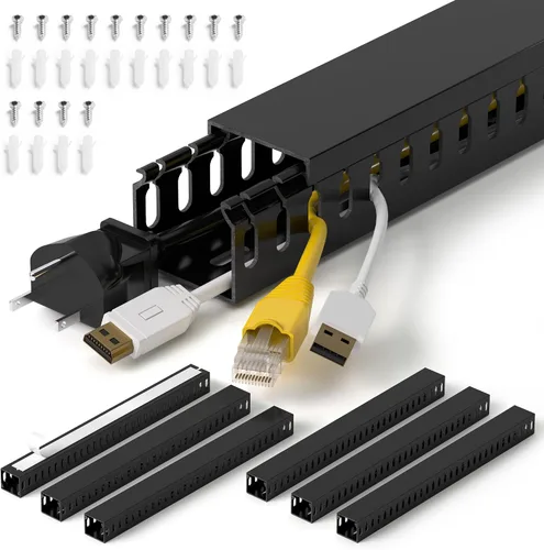 Vista 32 de ZhiYo Canaleta de gestión de cables para rack de servidores de 1.4 pulgadas de alto x 1.6 pulgadas de ancho, kit de conductos de cable de 12 pies