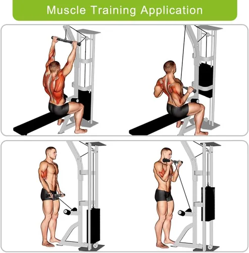 Vista 6 de SELEWARE Accesorios de máquinas de cable de barra recta giratoria para gimnasio, barra de tracción barra de presión con mango de goma