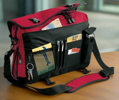 Vista 2 de Broad Bay Bolsa de mensajero con logotipo TTU para computadora portátil de Texas Tech
