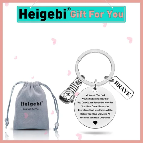 Vista 2 de Heigebi Llavero de guantes de boxeo, regalo inspirador para boxeadores, entrenadores, caja de regalo para amantes de los regalos para mujeres