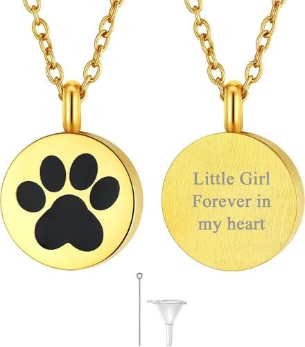 Vista 58 de FindChic Collares personalizados con urna para cenizas, barra vertical, gato, luna, reloj de arena, garra de perro, acero inoxidable, chapado en oro
