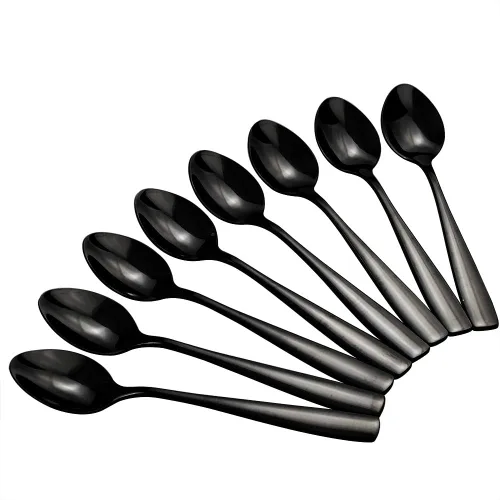 Vista 7 de Teyyvn Cucharas de té de acero inoxidable de 16 piezas, cuchara pequeña negra