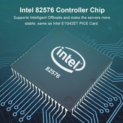 Vista 3 de Tarjeta de interfaz de red Gigabit Ethernet (NIC) de 10/100/1000Mbps de doble cobre RJ45, con chip Intel 82576, equivalente a Intel E1G42ET, PCIE