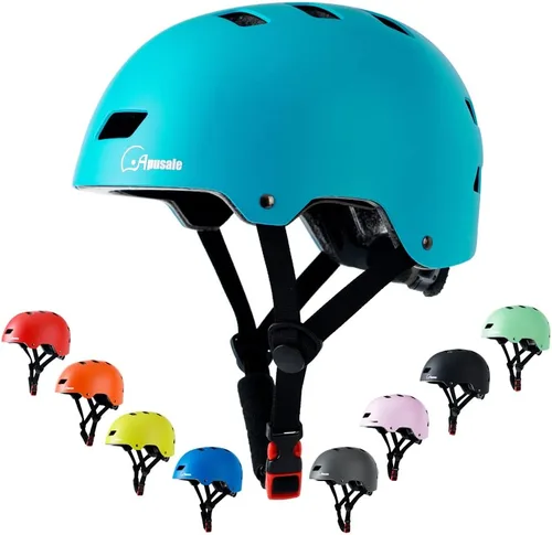 Vista 13 de Casco para bicicleta y patineta, ajustable y multideporte para patines y scooter, 3 tallas para adultos, jóvenes, niños y bebés