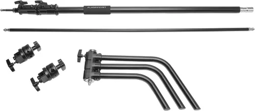 Vista 2 de Flashpoint Kit de soporte de luz C de 10.5 pies sobre base de tortuga con columna elevadora cargada por resorte de dos niveles, brazo de agarre
