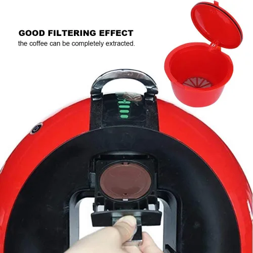 Vista 5 de Plplaaoo Paquete de 6 cápsulas de café reutilizables compatibles con Nescafe Dolce Gusto – Cápsulas de café recargables con cepillo de limpieza