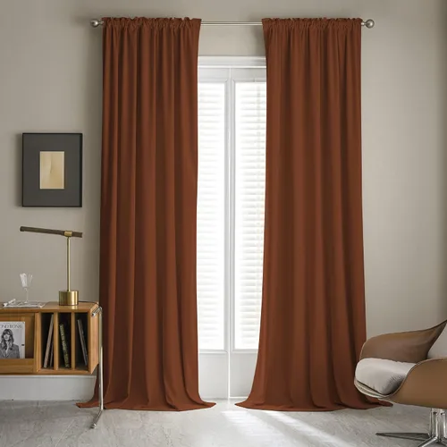 Vista 2 de MUMFAS Cortinas con pestaña trasera naranja tostado 52x63 2 paneles