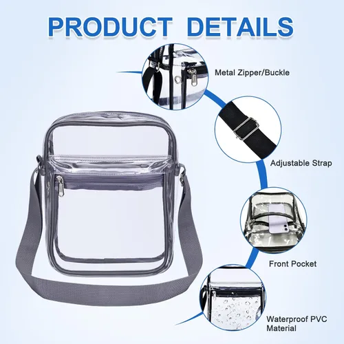 Vista 4 de USPECLARE Clear Purse Bag for Stadium Events Clear Messenger Bag for Men and Women