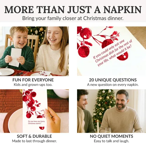 Vista 3 de COTIER - Paquete de 20 servilletas de inicio de conversación de Navidad, servilletas de papel de 3 capas de alta calidad con diseño de lámina