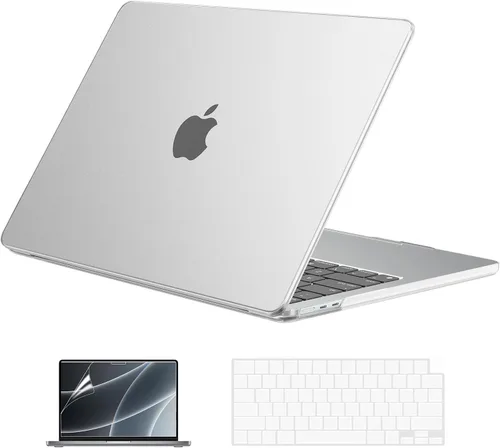 Vista 23 de EooCoo - Funda para MacBook Air de 15 pulgadas M5 M4 M3 M2 2026-2023, color negro cristal Easy to Install, Sturdy, Plastic Hard Shell Case &