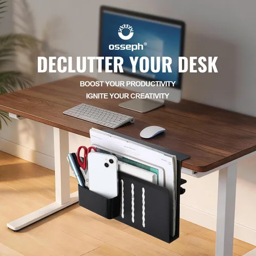 Vista 2 de Organizador lateral de escritorio, soporte para laptop con soporte magnético para bolígrafo, organizador de escritorio colgante sin taladros