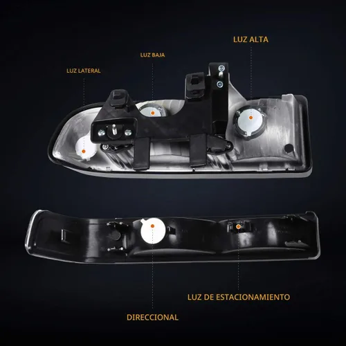 Vista 4 de PM PERFORMOTOR Faros delanteros de esquina ámbar de carcasa negra de repuesto compatibles con Blazer 98-04 / 98-04 S10., PMHL-CS10-9804-4P-OH-BA