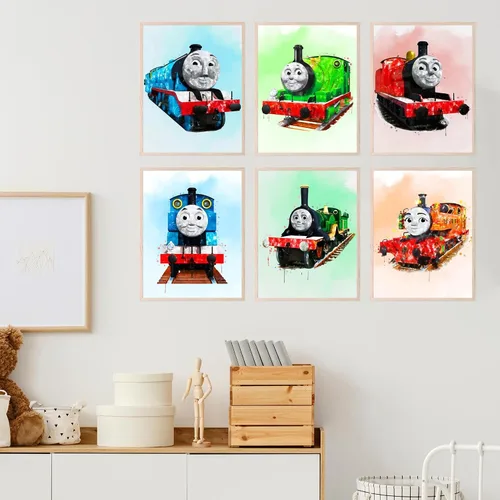 Vista 3 de BigWig Prints Thomas the Train - Juego de póster de Percy Train Thomas y sus amigos, decoración de pared de tren de Thomas, decoración de cumpleaños