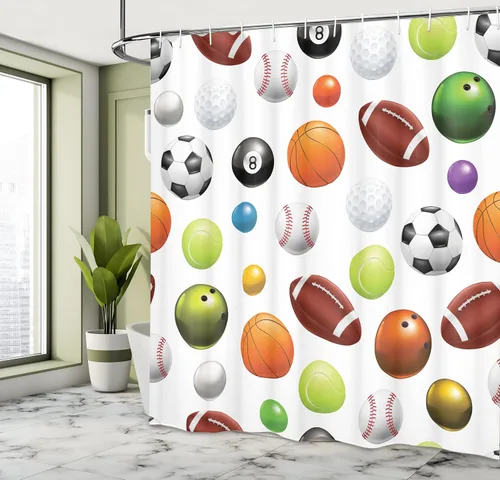 Vista 4 de Ambesonne Decor Collection, juego de cortina con ganchos para regadera Negro Verde
