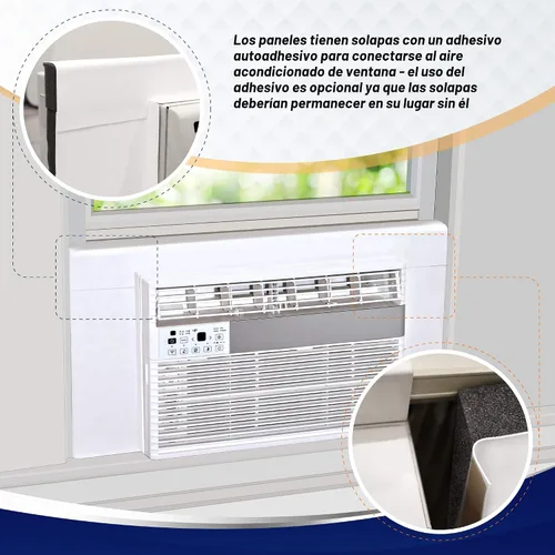 Vista 8 de Paneles de aislamiento envolvente Breeze Stop con aislamiento lateral blanco para unidad de aire acondicionado de ventana cubierta de aire