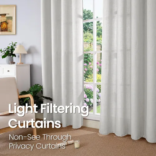 Vista 82 de BGment Cortinas de Lino Beige de 63 Pulgadas de Largo 2 Paneles - Tratamientos para Ventanas con Textura de Arpillera Filtrantes de Luz Cortinas B