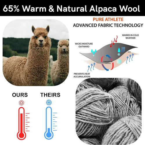 Vista 5 de Pure Athlete Calcetines de esquí fabricados en Estados Unidos, calcetines ligeros de lana de alpaca para el invierno para esquiar