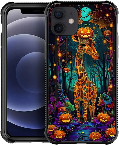 Vista 12 de ZHEGAILIAN Funda compatible con iPhone 12/12 Pro, funda de invasión de vaca alienígena OVNI, parte trasera de vidrio templado + funda protectora