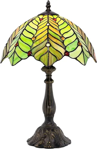Vista 11 de Tiffany Table Lamp Stained Glass Bedside Reading Light W12H19 inch