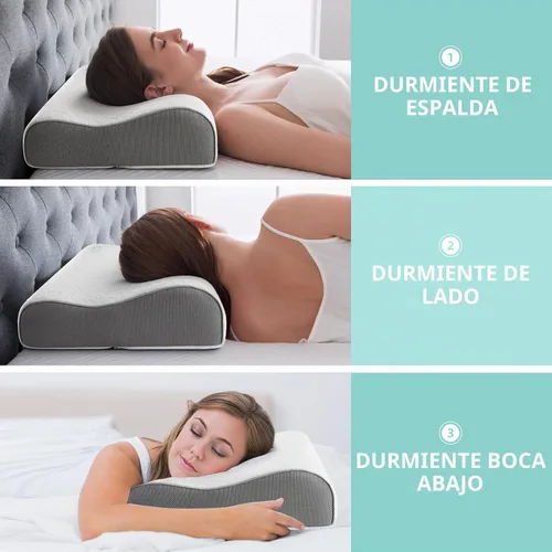 Vista 3 de Almohada cervical para el cuello, almohada de espuma de memoria de contorno Blanco