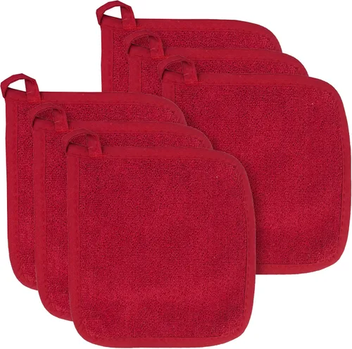 Vista 9 de RITZ Classic - Agarraderas y almohadillas calientes de rizo de algodón, rojo pimentón, 4 unidades Pimentón rojo