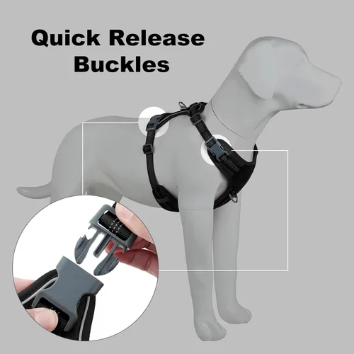 Vista 2 de Plutus Pet Arnés para perro sin tirones, se libera en el cuello, acolchado suave, arnés reflectante ajustable para perros pequeños, medianos