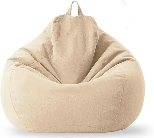 Vista 17 de SXBCyan Funda para puf, funda grande de lino y algodón, fundas para sofá, sillas, puff relax (color beige, blanco, funda, tamaño: M - 27.6 in)