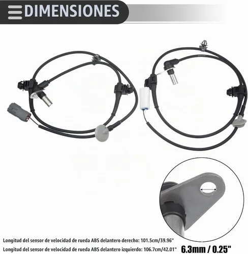 Vista 5 de Motoforti Sensor de velocidad de rueda ABS delantero izquierdo derecho para Mazda CX-7 2007-2012, sensor ABS, NO.57455S84A52/57450S84A52, negro, 1