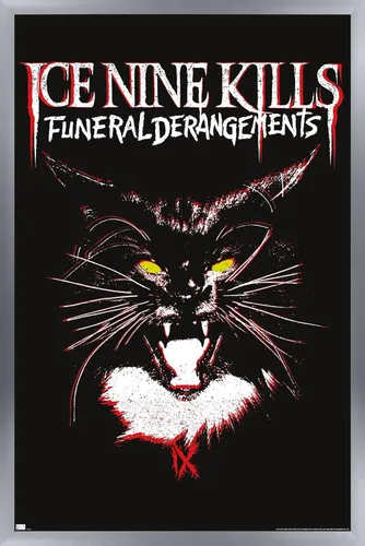 Vista 11 de Ice Nine Kills - Póster de pared con diseño de gato, 22.4 pulgadas de largo x 14.7 pulgadas de ancho, versión enmarcada de madera de granero Versión