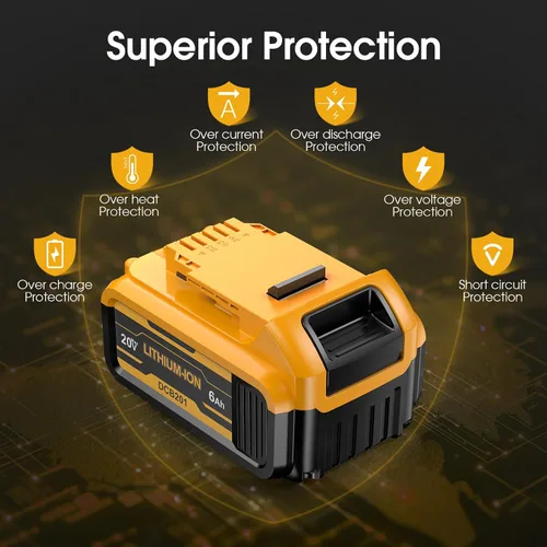 Vista 4 de Paquete de 4 repuestos de 6.0Ah para batería Dewalt 20V Max de litio