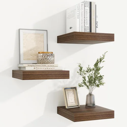 Vista 41 de fuqing Estantes flotantes para pared, estante flotante de madera montado en la pared con soportes invisibles para sala de estar, baño, dormitorio