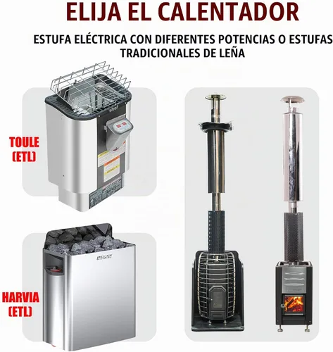 Vista 8 de Kit de sauna de cubo de madera de cedro rojo canadiense, personalizable, cuadrado, para exteriores, con porche, 220V, estufa eléctrica HARVIA