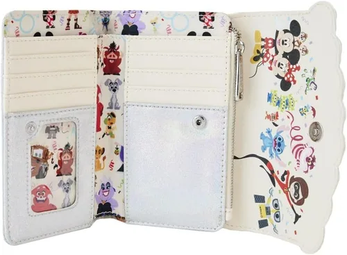 Vista 5 de Loungefly Cartera Disney 100 Celebration Cake Carteras Disney, Blanco, Cartera con cierre de solapa