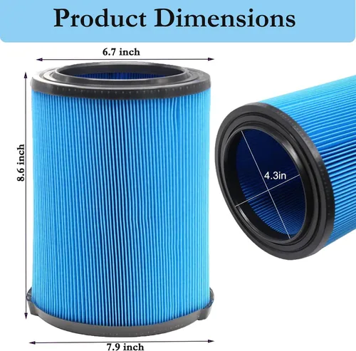 Vista 2 de VF5000 - Filtro de vacío plisado de 3 capas compatible con aspiradoras Ridgid Shop Vac de 6 a 20 galones, filtro de repuesto de polvo fino