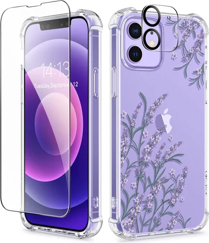 Vista 91 de GVIEWIN - Funda para iPhone 11 con protector de pantalla + protector de lente de cámara, cubierta protectora transparente suave de poliuretano