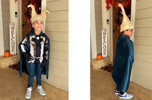 Vista 2 de DJYLBV Disfraz de superhéroe para niños y niñas, overol de Halloween para cosplay de 5 a 12 años
