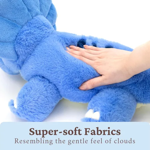 Vista 7 de IKASA Triceratops - Juguete de peluche de dinosaurio de 18 pulgadas, suave, grande y grande, lindo peluche esponjoso, regalos para niños y niñas