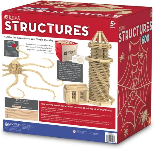 Vista 9 de MindWare KEVA Structures - Juego de bloques de construcción de madera de 600 tablones, incluye 600 tablones de pino KEVA, 30 tarjetas de ideas