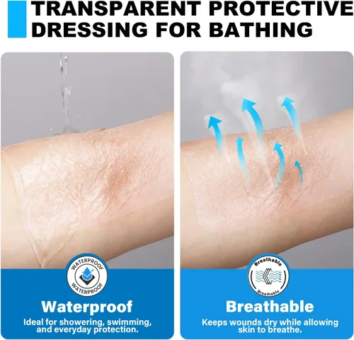 Vista 8 de FRESINIDER Apósito de película transparente de 2.3 x 2.75 pulgadas (paquete de 50) - Pequeños vendajes impermeables para ducha, cubierta