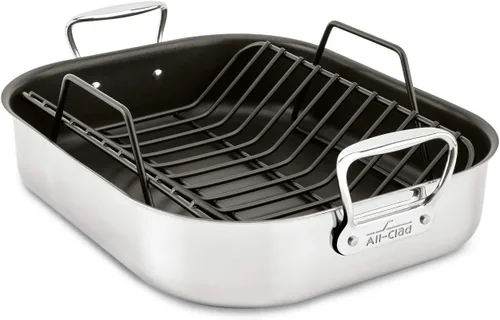 Vista 14 de All-Clad Asador Especial de Acero Inoxidable con Estante Antiadherente de 11x14 Pulgadas Apto para Horno y Asador Seguro hasta 600°F, Cacerolas