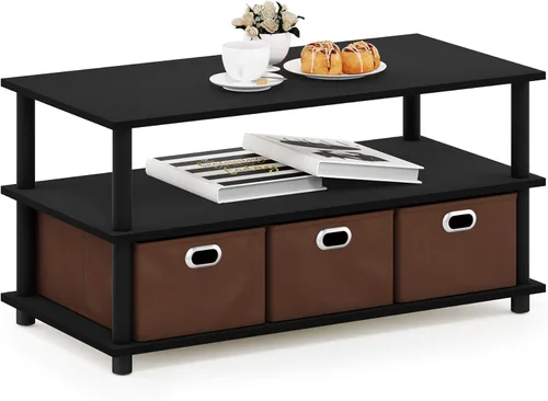 Vista 11 de Furinno Andrey - Mesa de café con cajón, color roble francés gris/negro