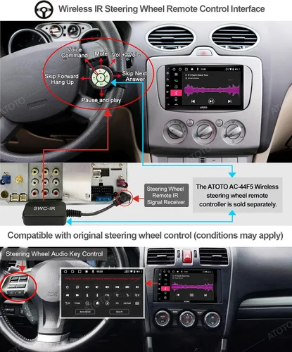 Vista 4 de ATOTO Estéreo de coche Android de 7 pulgadas con CarPlay inalámbrico, Android Auto, Bluetooth dual, pantalla QLED, retrovisor HD - S8G2B74PM