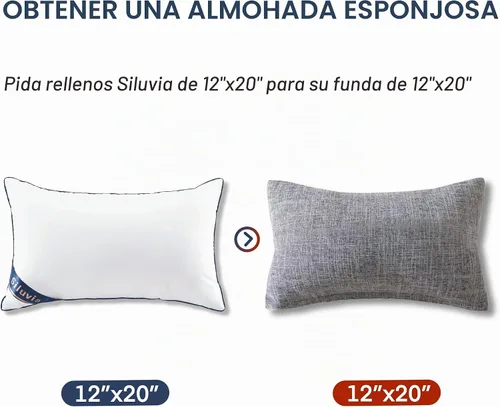 Vista 3 de Siluvia - Rellenos de almohada decorativos de 12 x 20 pulgadas, rellenos de almohada cuadrados para interiores de sofá, par de rellenos de almohada