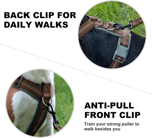 Vista 74 de Arnés para perro Plutus Pet sin tirón, arnés ajustable de nylon con acolchado suave, arnés para perro reflectante y resistente para perros pequeños