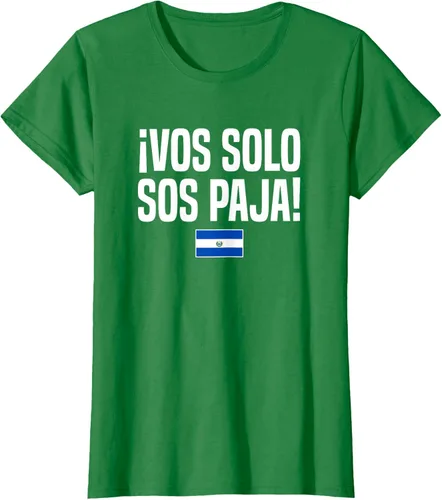 Vista 42 de Camiseta Vos Solo Sos Paja Salvadoran Slang Bandera de El Salvador, Negro