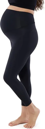Vista 3 de Ingrid & Isabel Basics - Leggings activos de maternidad 78 con panel cruzado, soporte para el vientre, color negro