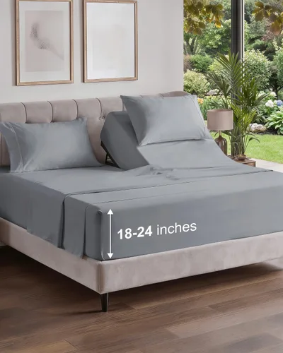 Vista 438 de Extra Deep Twin XL Sheet Set - 3 Piece College Dorm Room - White 01-Blanco