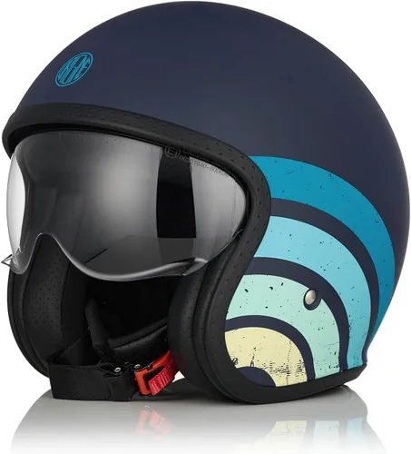 Vista 8 de ORIGINE Casco de motocicleta de cara abierta, casco de scooter, casco 3/4 con visera aprobado por DOT