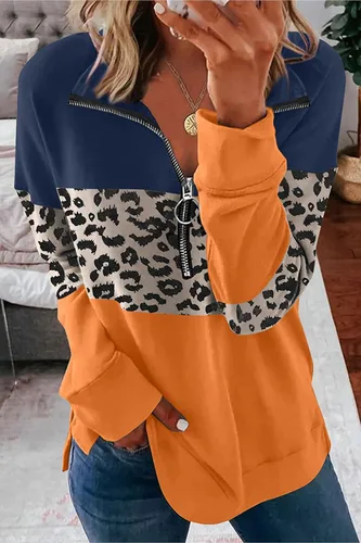 Vista 57 de KINGFEN Sudadera de manga larga con cremallera de un cuarto para mujer