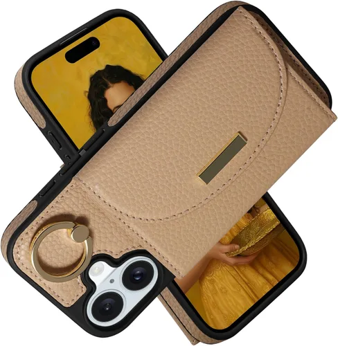 Vista 15 de Funda tipo cartera de Keallce para iPhone 14 Pro de 6.1 pulg., funda con tapa y ranuras para tarjetas, soporte con anillo, funda protectora de piel
